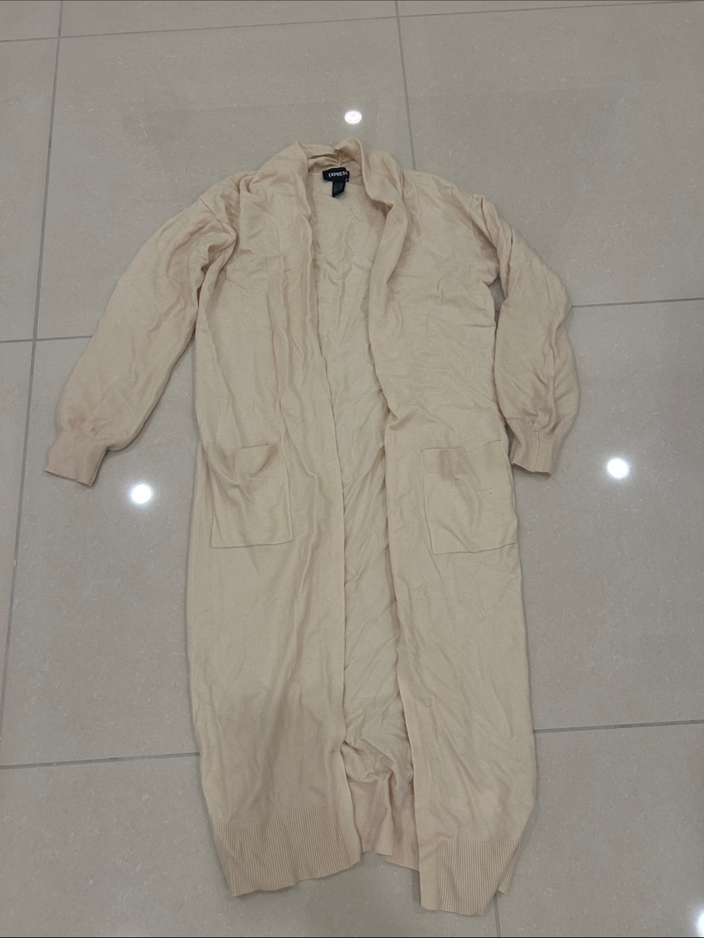 Express Cream Longline Open Cardigan Robe